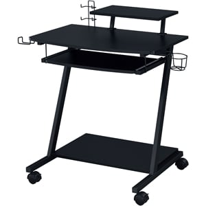 ACME Ordrees Wooden Top Gaming Table with Metal Frame and Casters in Black