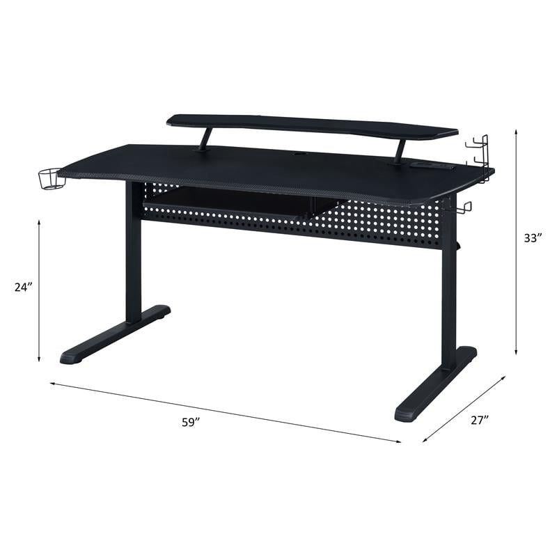 ACME Vildre Metal Frame Gaming Table with USB Port and LED Light in Black