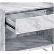 ACME Azrael Faux Marble Nightstand with Metal Base in White and Chrome