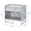 ACME Azrael Faux Marble Nightstand with Metal Base in White and Chrome