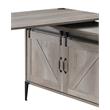 ACME Zakwani Wooden Storage Writing Desk with 2 Barn Doors in Gray Oak and Black