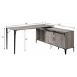 ACME Zakwani Wooden Storage Writing Desk with 2 Barn Doors in Gray Oak and Black