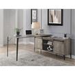 ACME Zakwani Wooden Storage Writing Desk with 2 Barn Doors in Gray Oak and Black