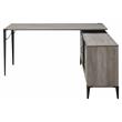 ACME Zakwani Wooden Storage Writing Desk with 2 Barn Doors in Gray Oak and Black