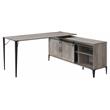 ACME Zakwani Wooden Storage Writing Desk with 2 Barn Doors in Gray Oak and Black