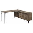ACME Zakwani Wooden Storage Writing Desk in Rustic Oak and Black