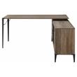 ACME Zakwani Wooden Storage Writing Desk with USB Port in Rustic Oak and Black