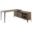 ACME Zakwani Wooden Storage Writing Desk with USB Port in Rustic Oak and Black