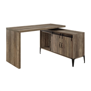 ACME Zakwani Wooden Storage Writing Desk in Rustic Oak and Black
