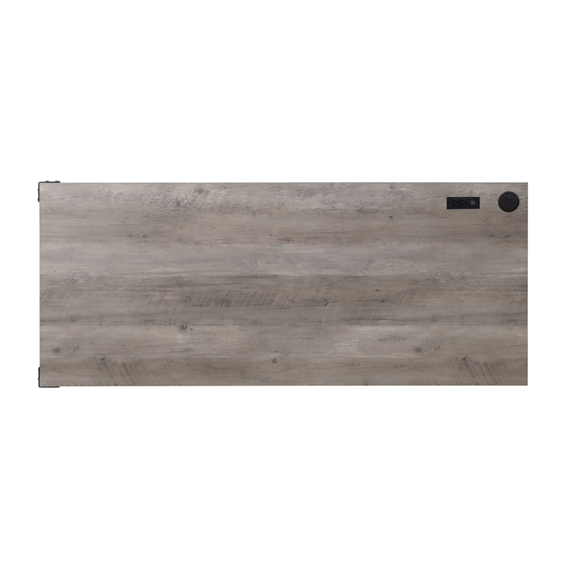 AME Zakwani Wooden Writing Desk with USB in Gray Oak and Black
