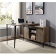 ACME Zakwani Wooden Writing Desk with USB in Rustic Oak and Black