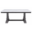 ACME Yabeina Rectangular Marble Top Trestle Dining Table in White and Gray Oak