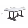ACME Yabeina Rectangular Marble Top Trestle Dining Table in White and Gray Oak
