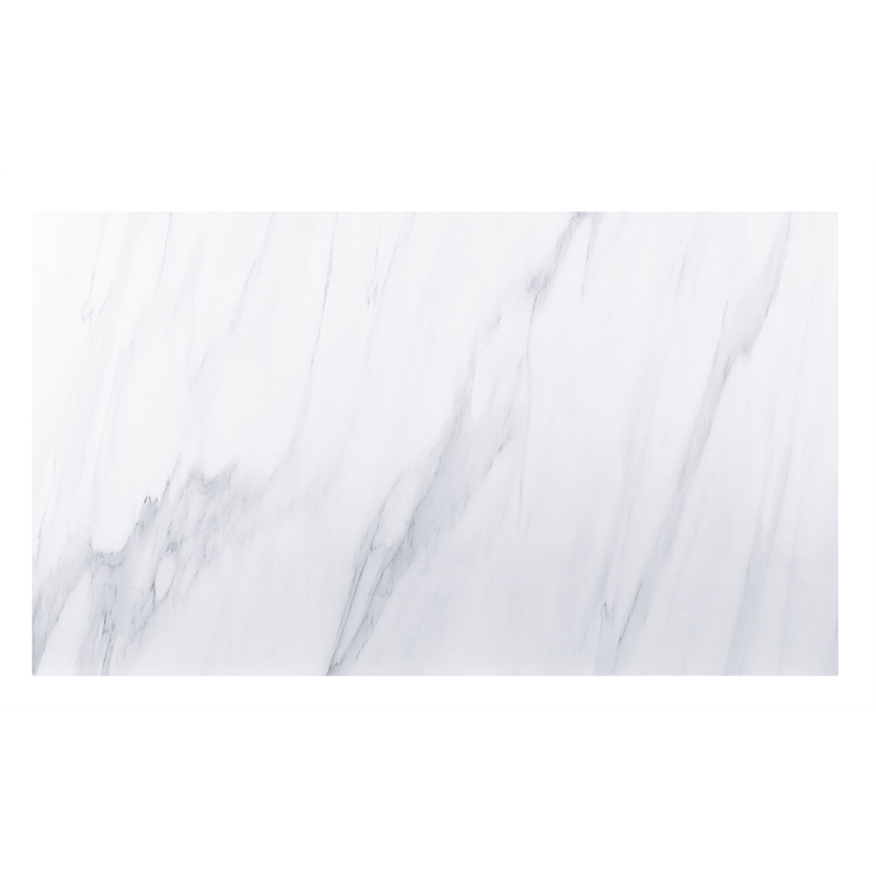 ACME Yabeina Rectangular Marble Top Trestle Dining Table in White and Gray Oak