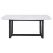 ACME Madan Marble Top Dining Table with Trestle Base in White and Gray Oak