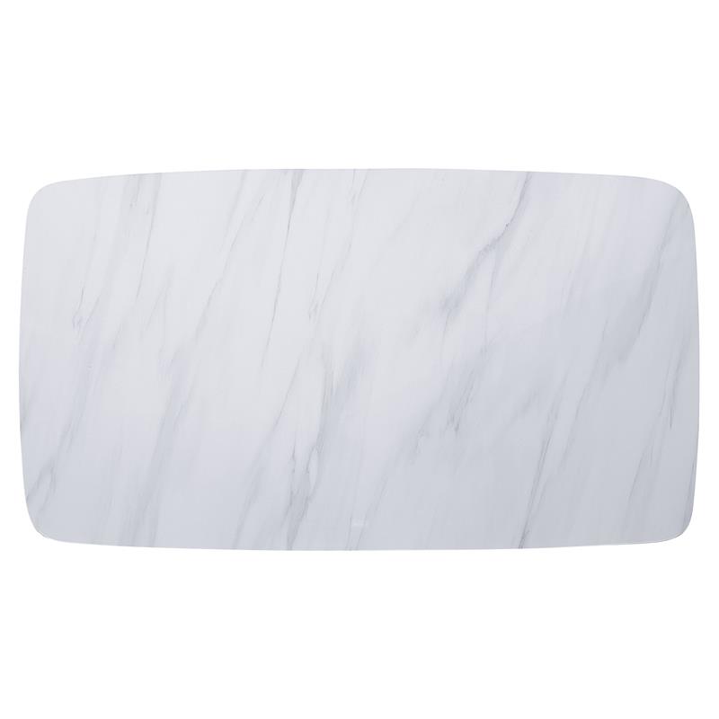 ACME Madan Marble Top Dining Table with Trestle Base in White and Gray Oak