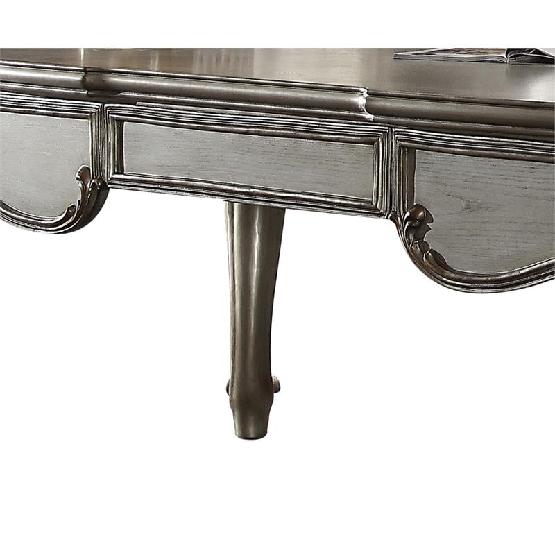 ACME Versailles Wooden Executive Writing Desk with 3 Drawers in Platinum Silver