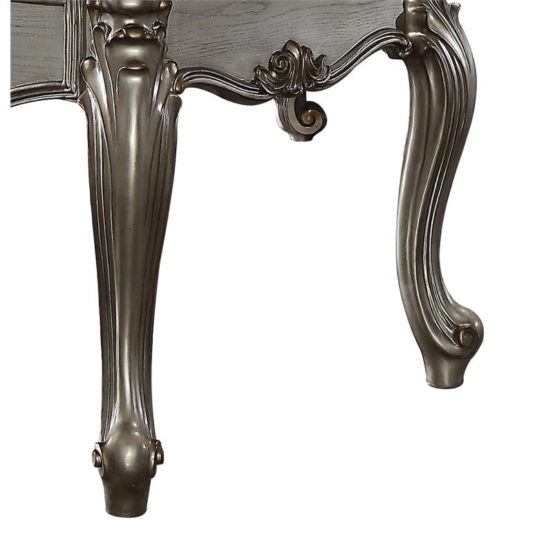 ACME Versailles Wooden Executive Writing Desk with 3 Drawers in Platinum Silver