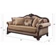 ACME Chateau De Ville Fabric Tufted Sofa with 5 Pillows in Espresso