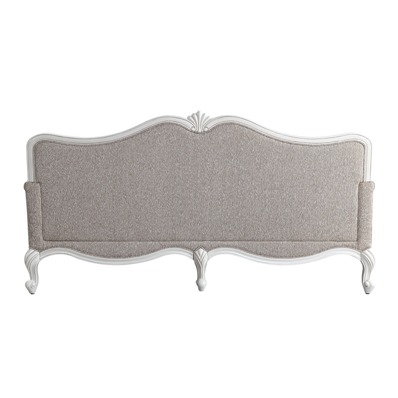 ACME Ciddrenar Fabric Tufted Sofa with 5 pillows in White