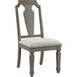 ACME Zumala Fabric Upholstery Side Chair in Beige and Weathered Oak (Set of 2)