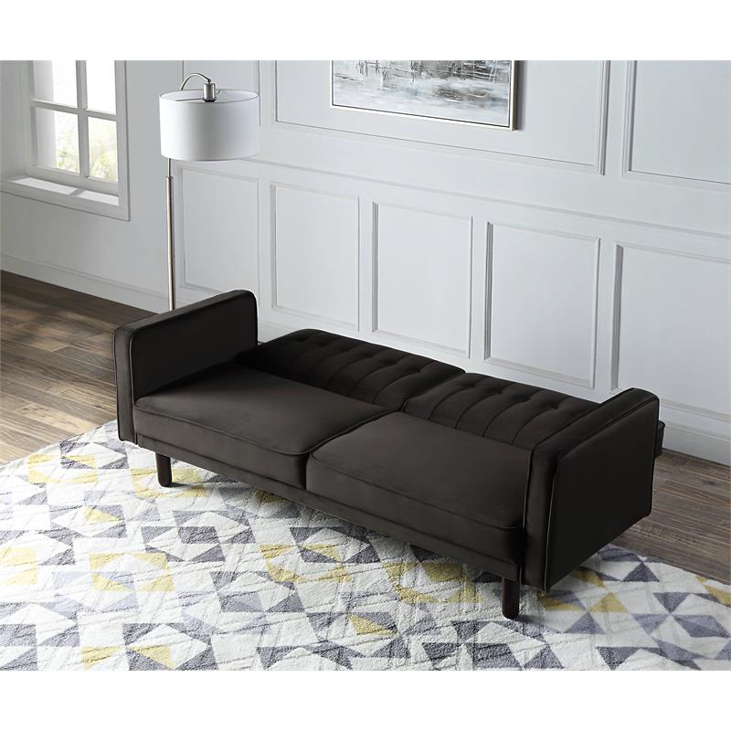 ACME Qinven Tufted Velvet Adjustable Sofa with Track Arm in Dark Brown