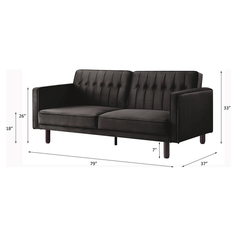 ACME Qinven Tufted Velvet Adjustable Sofa with Track Arm in Dark Brown
