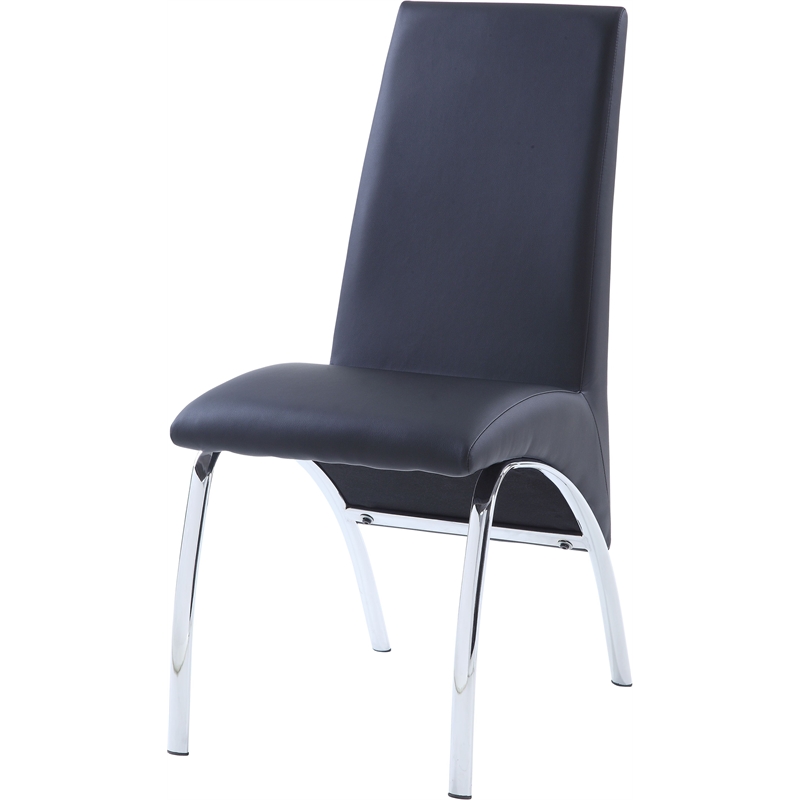 ACME Pervis Faux Leather Upholstered Side Chair in Black and Chrome