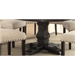 ACME Nolan Round Marble Top Dining Table in White and Salvage Dark Oak