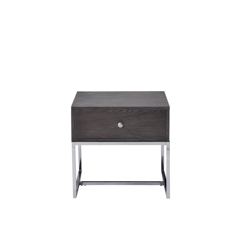 ACME Iban End Table in Gray Oak and Chrome