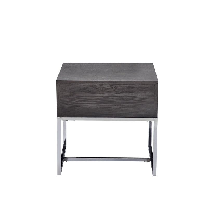 ACME Iban End Table in Gray Oak and Chrome