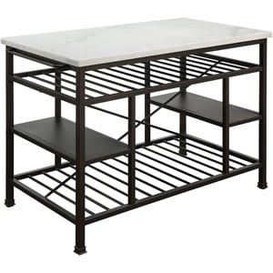 ACME Lanzo Kitchen Island in Marble and Gunmetal