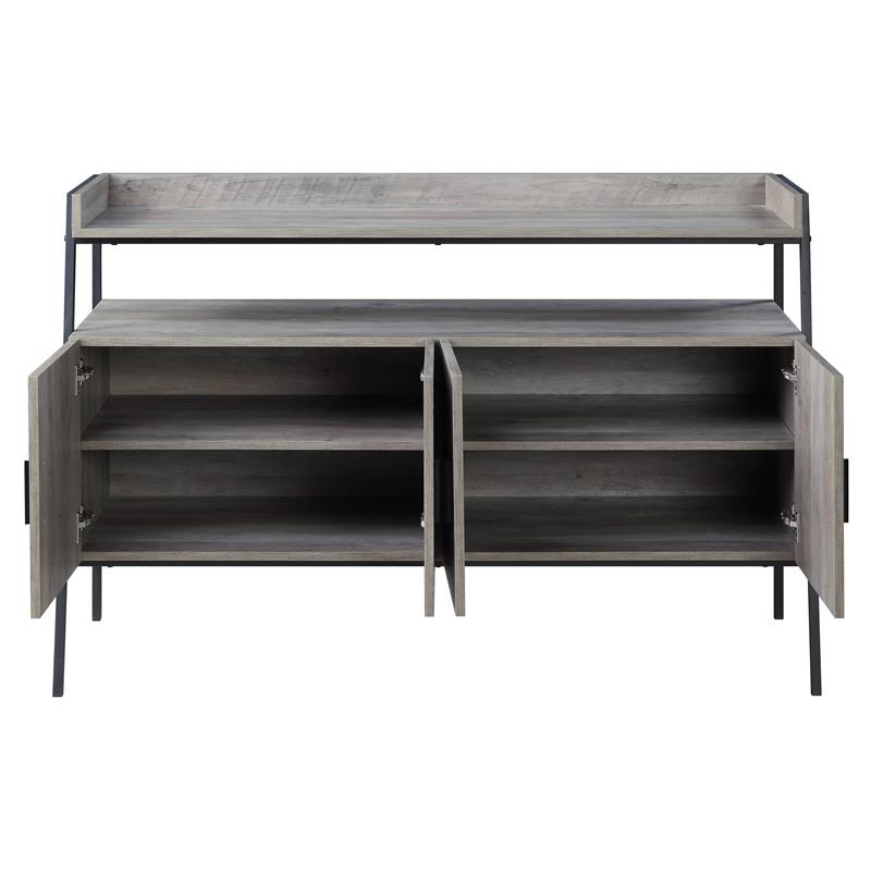 ACME Samiya Wooden 1-Shelf TV Stand with 4 Doors in Gray Oak and Black