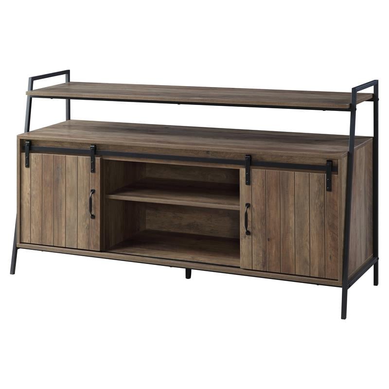 ACME Rashawn Wooden TV Stand with 2 Open Shelves in Rustic Oak and Black