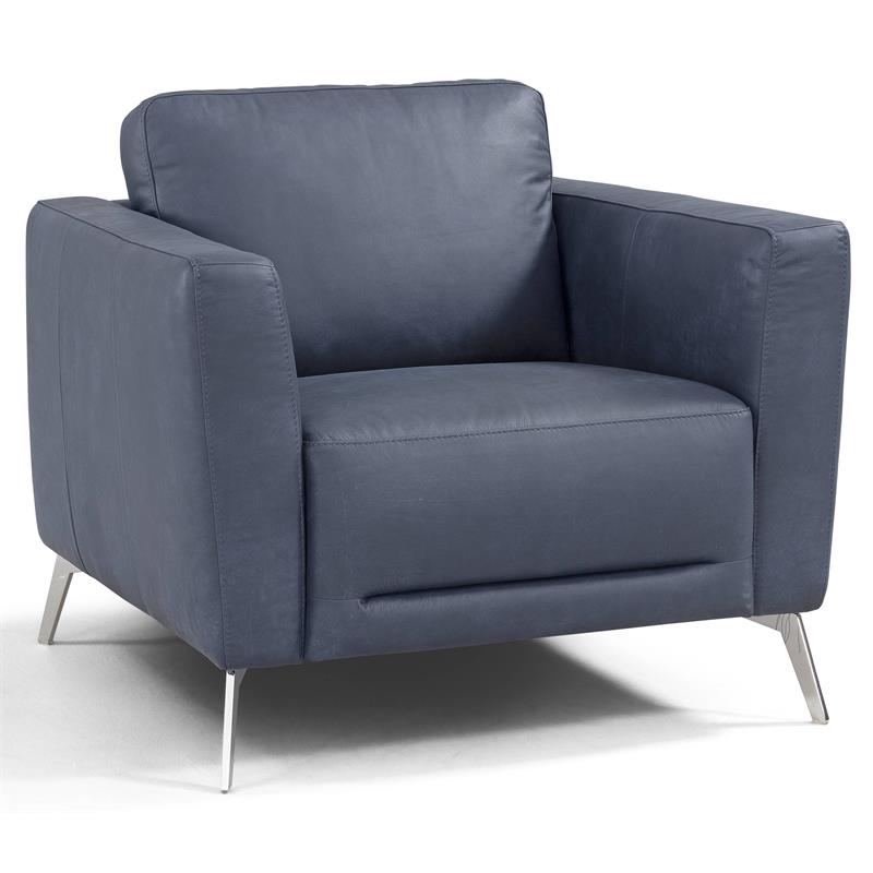 ACME Astonic Leather Upholstery Chair with Tight Black in Blue