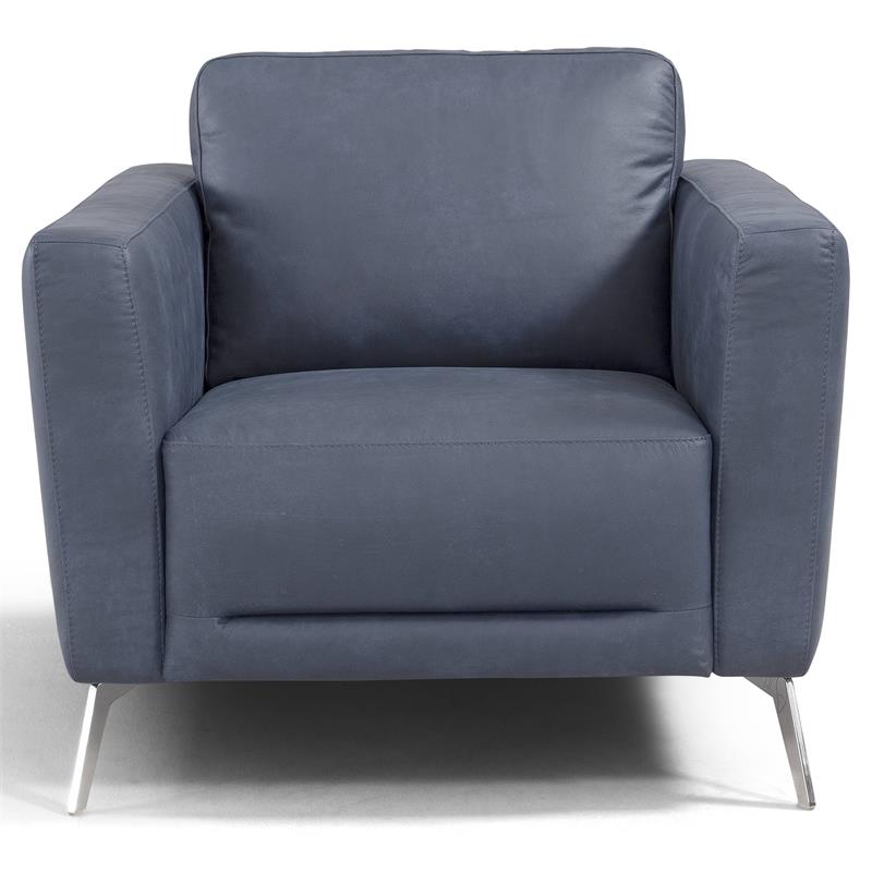 ACME Astonic Leather Upholstery Chair with Tight Black in Blue