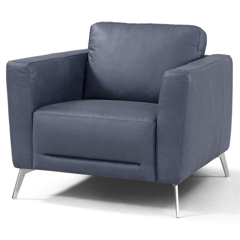 ACME Astonic Leather Upholstery Chair with Tight Black in Blue