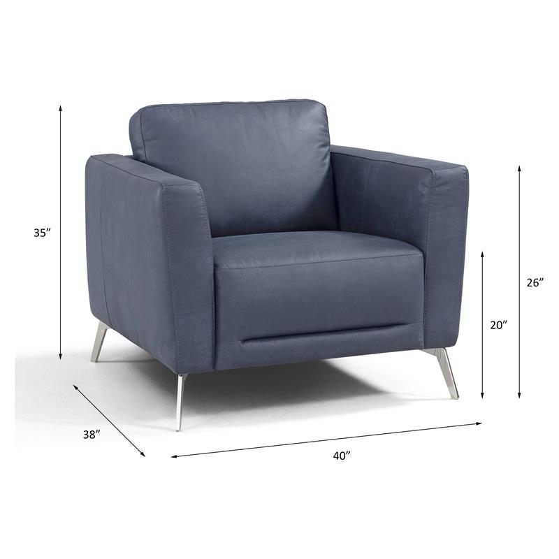 ACME Astonic Leather Upholstery Chair with Tight Black in Blue