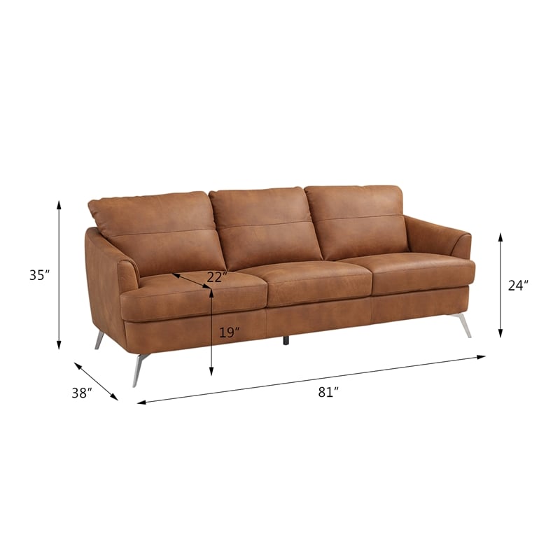 ACME Safi Contemporary Leather Upholstered Sofa in Cappuccino