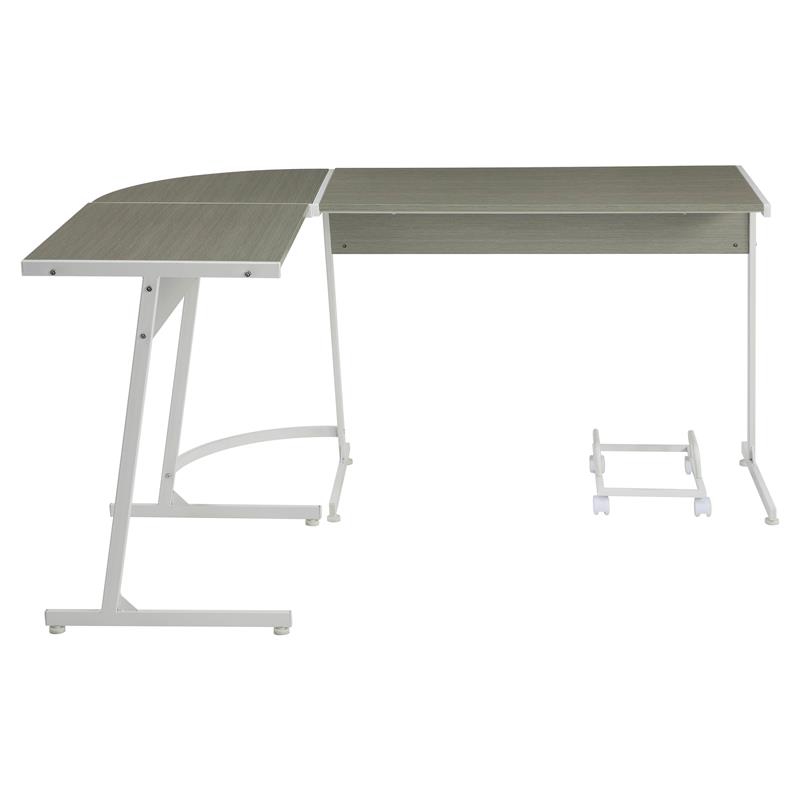 ACME Carver Wooden Top Computer Desk with Holder in Gray and White