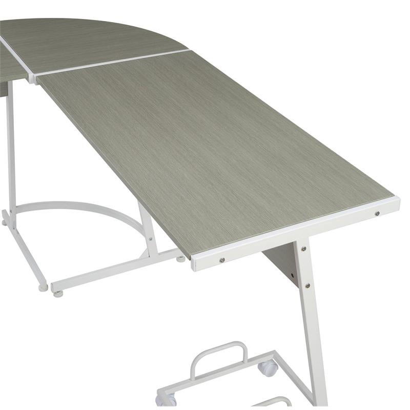 ACME Carver Wooden Top Computer Desk with Holder in Gray and White