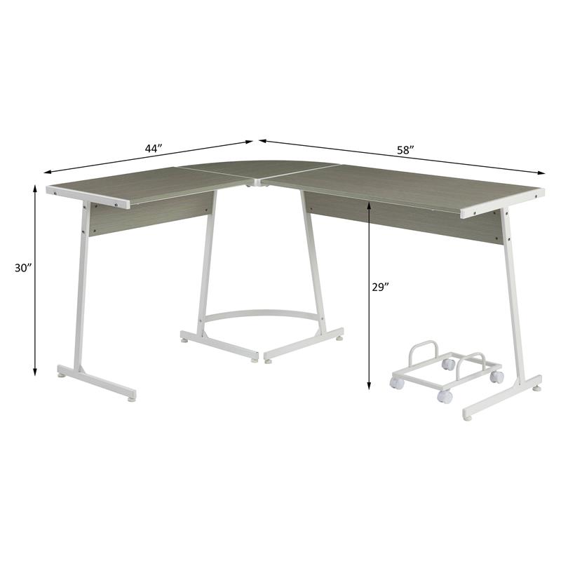 ACME Carver Wooden Top Computer Desk with Holder in Gray and White