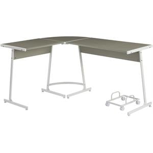 ACME Carver Wooden Top Computer Desk with Holder in Gray and White