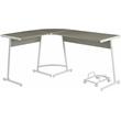 ACME Carver Wooden Top Computer Desk with Holder in Gray and White