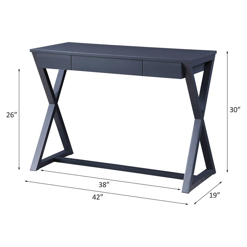 ACME Nalo Wooden 1-Drawer Writing Desk with X-Shaped Base in Black