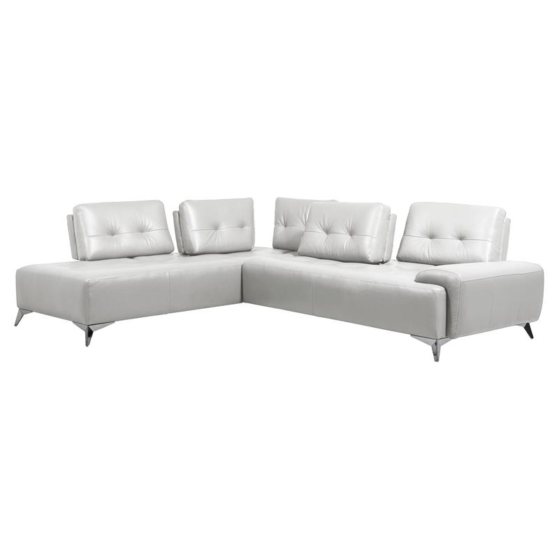 ACME Turano 2-Piece Leather Upholstered Sectional Sofa in Pearl White