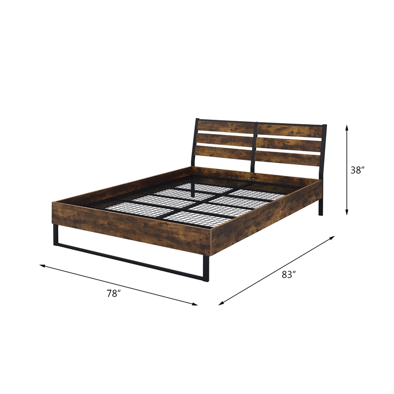 ACME Juvanth Eastern King Wooden Panel Bed in Oak and Black