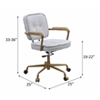 ACME Siecross Office Chair with Wooden Arm in Vintage White Top Grain Leather