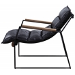 ACME Luberzo Top Grain Leather Upholstered Accent Chair in Distress Expresso
