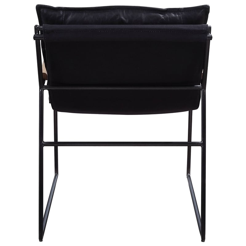 ACME Luberzo Top Grain Leather Upholstered Accent Chair in Distress Expresso
